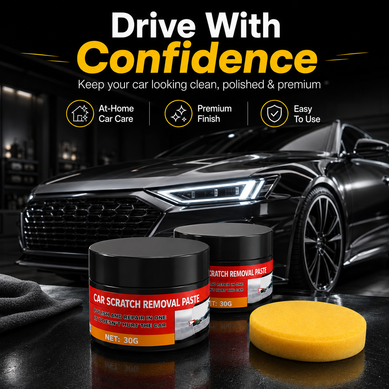 Car Scratch Removal Paste with Sponge - Pack of 2