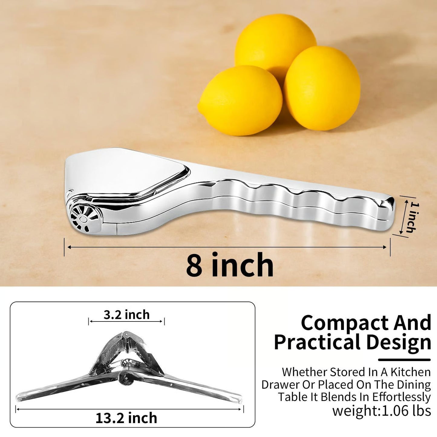 🍋Zinc alloy Stainless Steel Lemon Squeezer