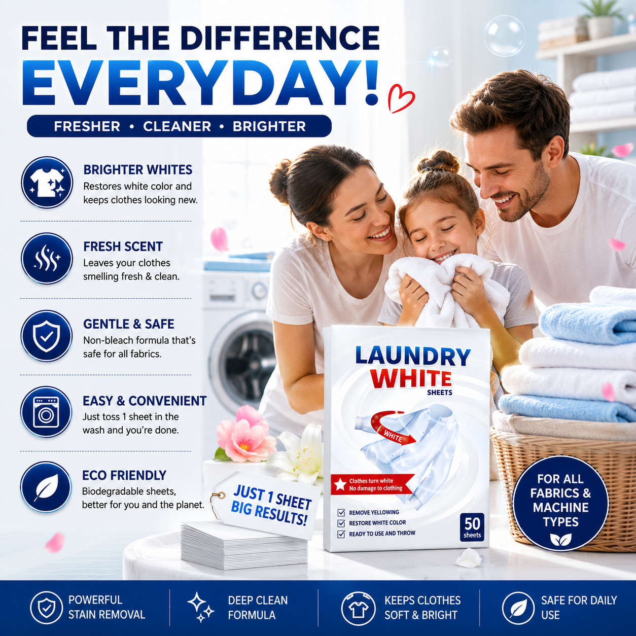Deep Cleaning Laundry Whitening Sheets