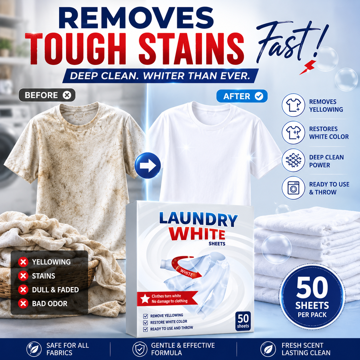 Deep Cleaning Laundry Whitening Sheets