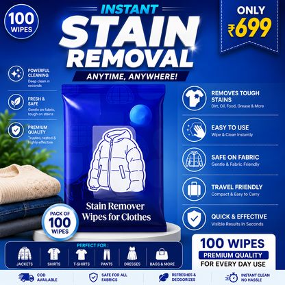 Stain Remover Wipes for Clothes Pack of 100