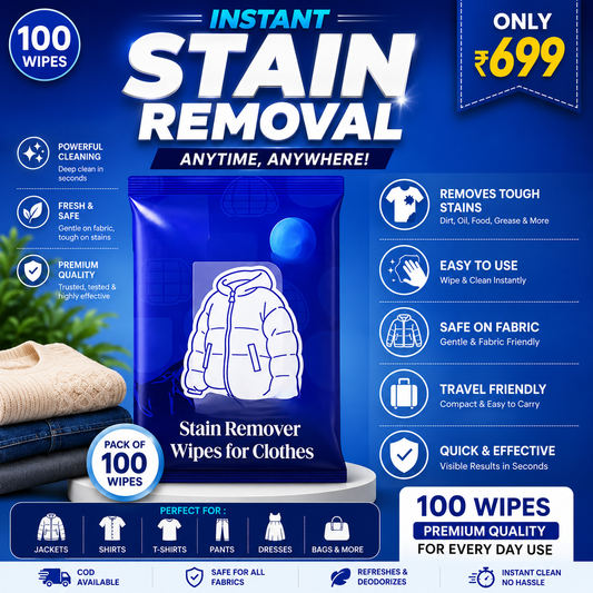 Stain Remover Wipes for Clothes Pack of 100