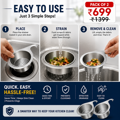 Stainless Steel Swan Sink Strainer Basket Pack of 2