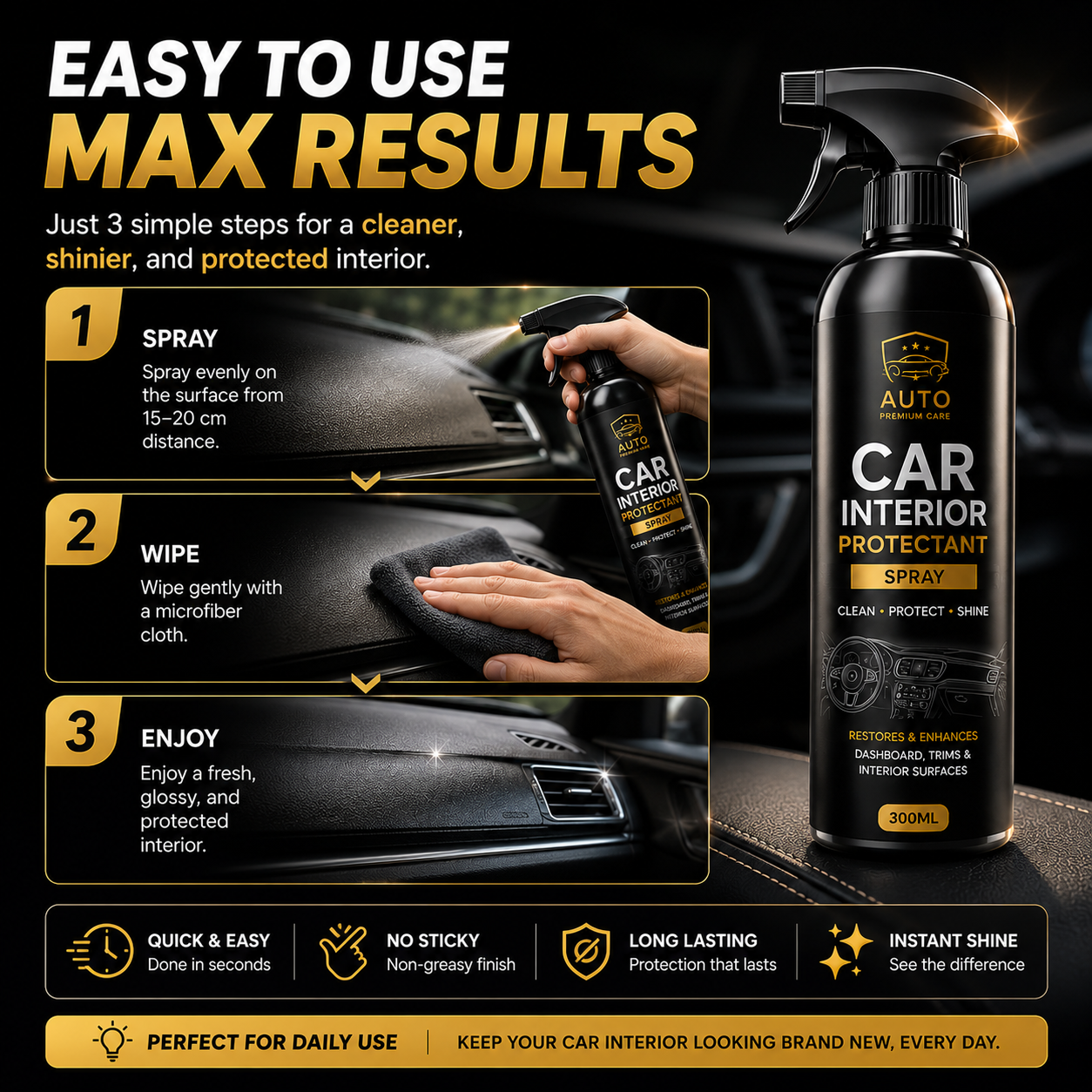 Car Interior Protectant Spray - 1 Pack 300ml