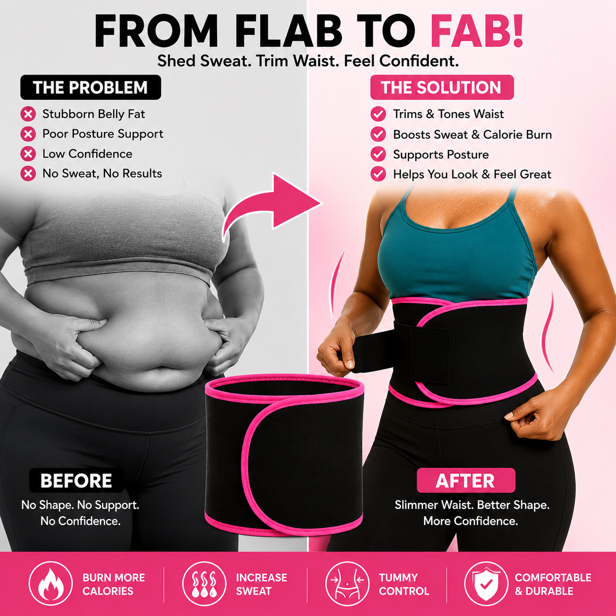 Adjustable Waist Trimmer Belt for Tummy Control & Daily Wear