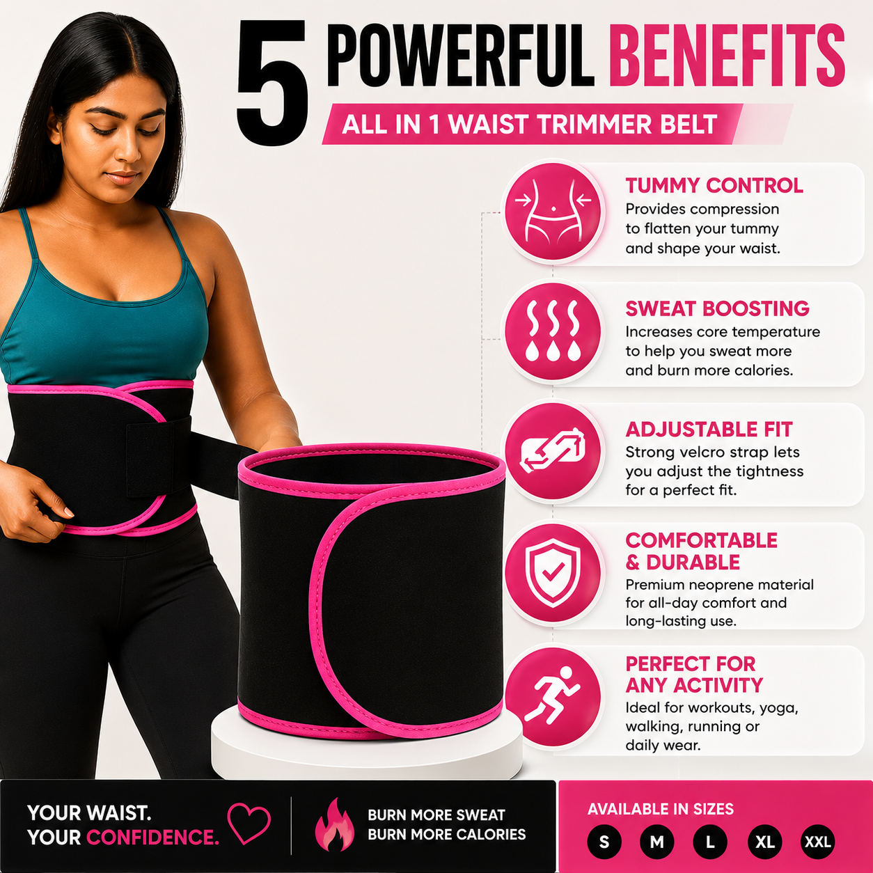 Adjustable Waist Trimmer Belt for Tummy Control & Daily Wear