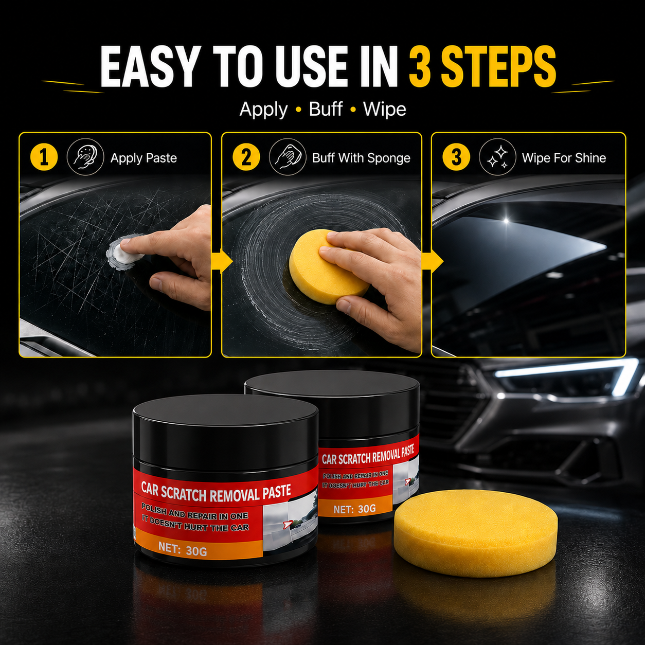 Car Scratch Removal Paste Easy To Use 3 Steps Catalog Image