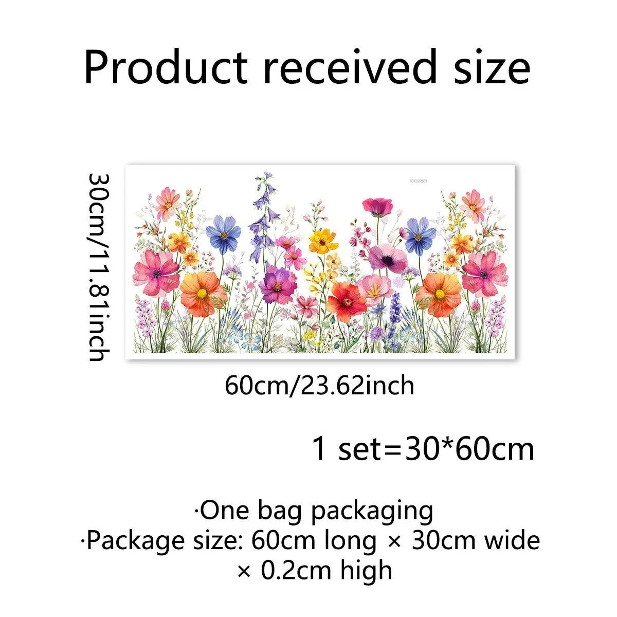 Floral window sticker received product size