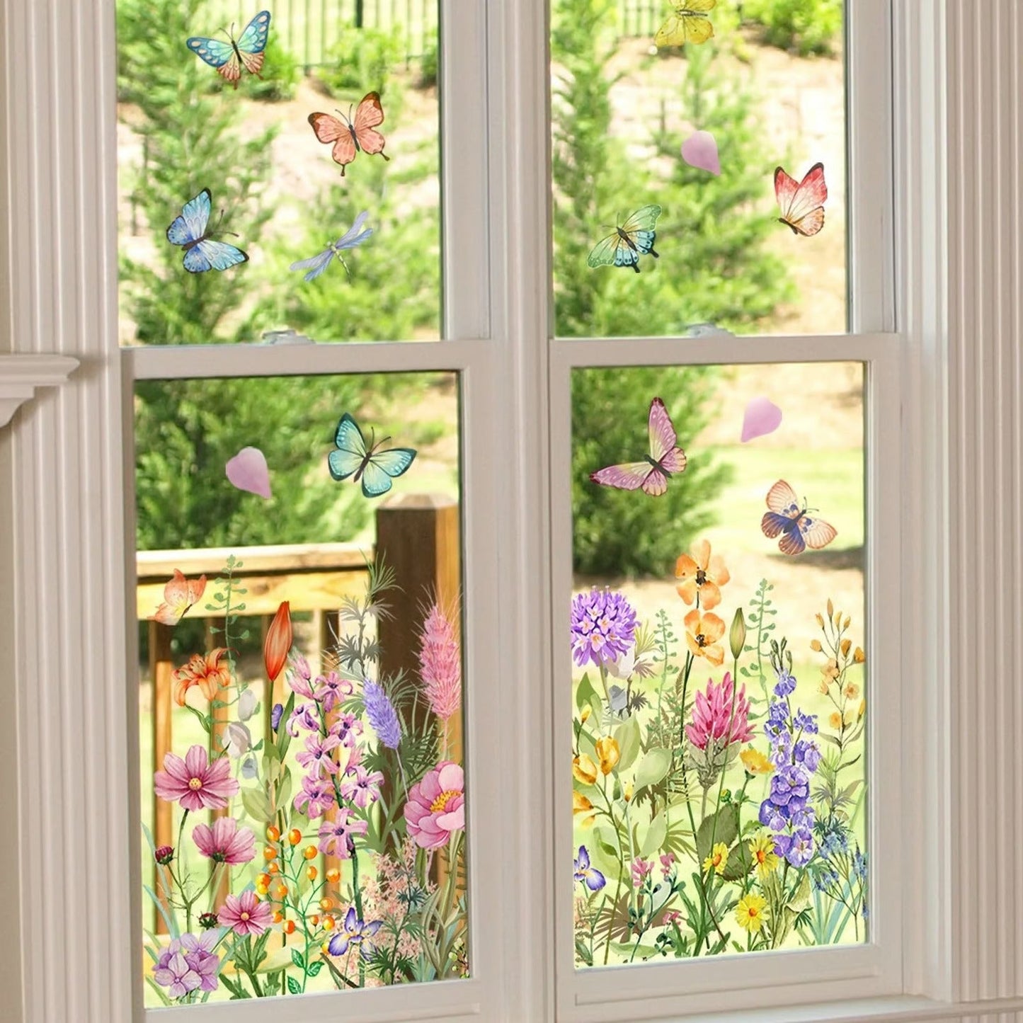 Flowers and butterflies window sticker