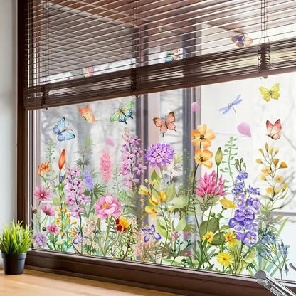 Floral window sticker installed on window