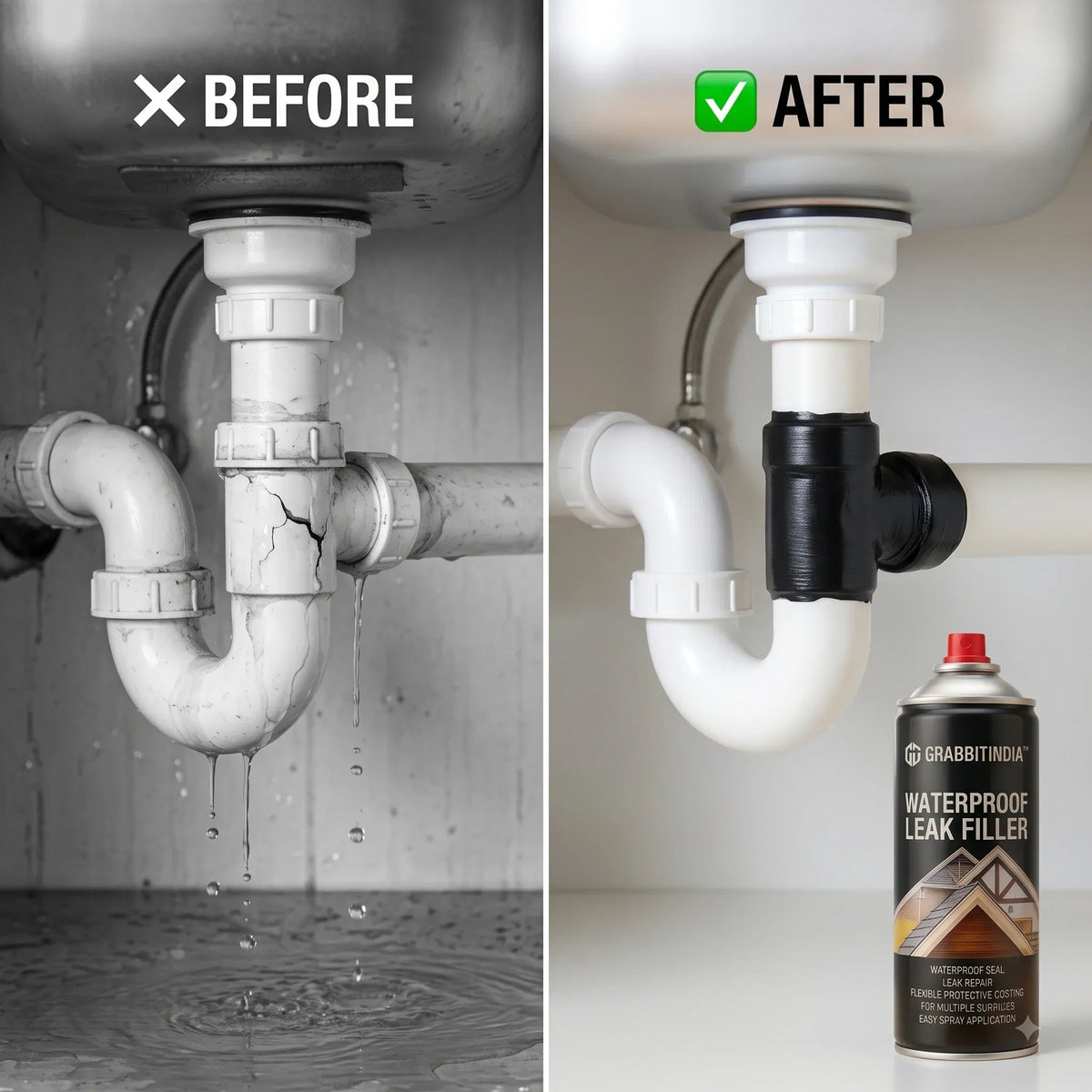 Waterproof Crack Repair Spray | Seals Leaks | Roofs & Walls | 450 ml ...