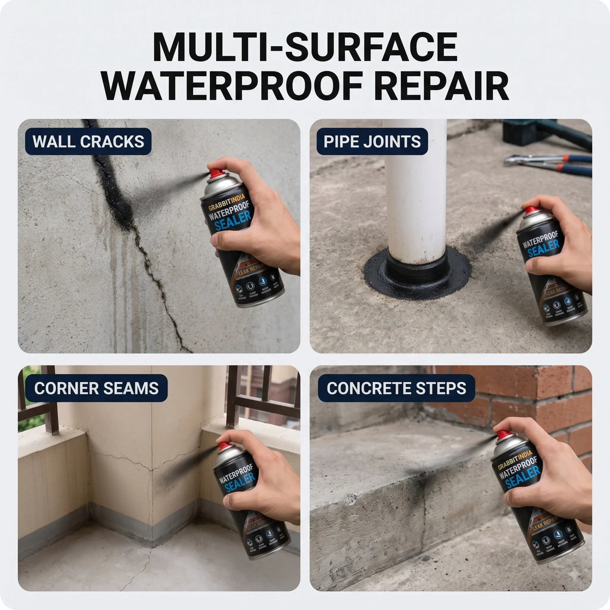 Waterproof Crack Repair Spray | Seals Leaks | Roofs & Walls | 450 ml ...